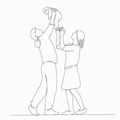 One continuous single drawn line art doodle kid, cute, girl, little, balloon. isolated image hand-drawn contour on a white background