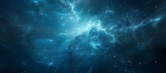 Obraz premium Cosmic Abstract Space with Stars and Nebulae in Cool Blue Gradient, Creating a Futuristic and Advanced Ambiance Ideal for Space Technology and Futuristic Projects