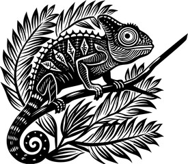 chameleon icon silhouette, chameleon lineart vector,Chameleon Logo Vector Design