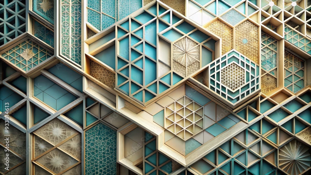 Aufkleber abstract architectural background with geometric shapes and patterns, structural, architectural, bac
