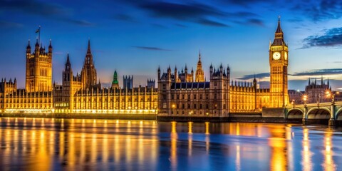 Night view of Big Ben and Houses of Parliament in London, UK, London, landmark, famous, iconic, architecture, illuminated