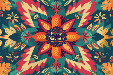 Colorful pattern with Happy Navratri text digital illustration
