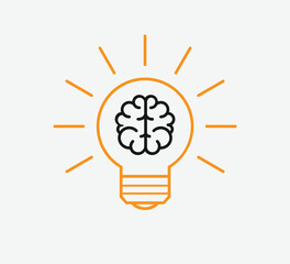 Innovative Ideas Concept with a half of light bulb and brain logo.