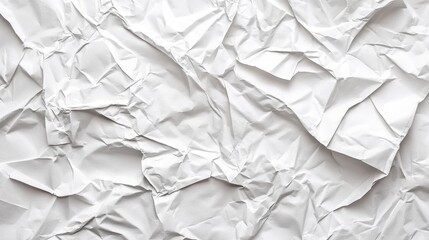 Obraz premium A high-resolution white crumpled paper texture, meticulously detailed with wrinkles and folds, ideal for use as a creative background or digital canvas.