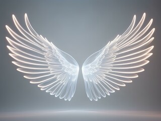 Obraz premium bright glowing wings with soft white feathers, radiating light and a sense of freedom, perfect for angelic, fantasy, or spiritual-themed visuals