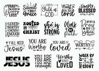 Fototapeta premium Christian T-shirt Design Set, Christian T-shirt Design, Christian SVG Design, Boho Christian SVG, Bible Verse SVG, Scripture SVG, God Jesus SVG, Psalm SVG, Love Faith SVG, Christian t-shirt Design