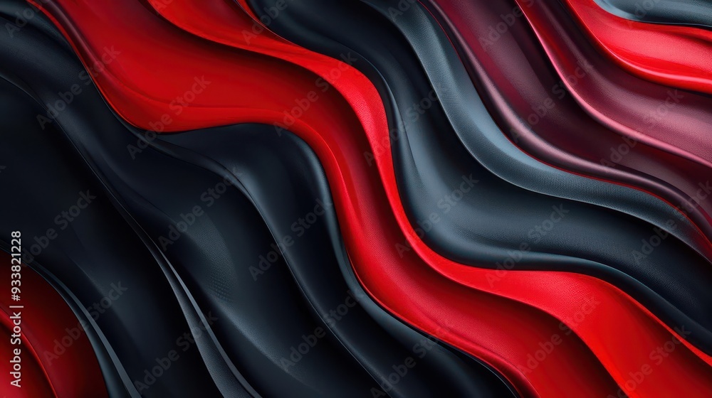 Poster mesmerizing 3d wave of intertwining black and red gradients silky smooth texture creates illusion of