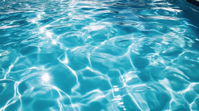 Clear blue pool water with ripples, creating a calming and refreshing scene.
