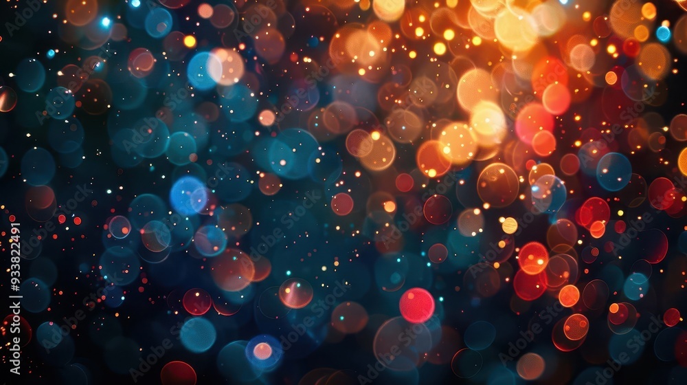 Poster mesmerizing multicolor bokeh lights on black background creating a dreamy and magical atmosphere abs