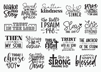 Fototapeta premium Christian T-shirt Design Set, Christian T-shirt Design, Christian SVG Design, Boho Christian SVG, Bible Verse SVG, Scripture SVG, God Jesus SVG, Psalm SVG, Love Faith SVG, Christian t-shirt Design