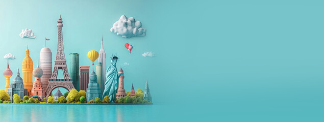 World Tourism Day. World Attractions. Travel. Banner