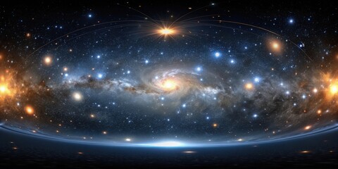 Obraz premium 360 degree star field panorama with open star cluster in space