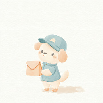 Dog Mailman Cartoon.