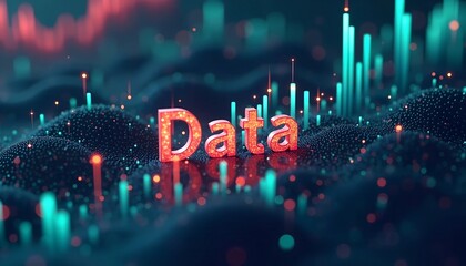 Data  Text on Abstract Floating Bars - Modern Data Science Concept
