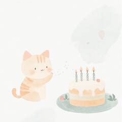 Cat Blowing Out Candles.