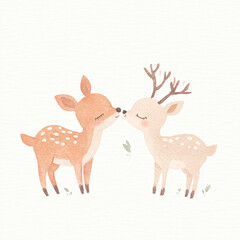 Deer Couple Kissing.