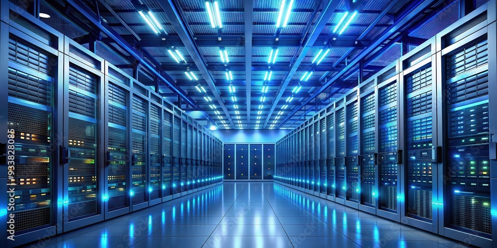 Poster Futuristic high-performance data center with advanced technology and infrastructure , technology