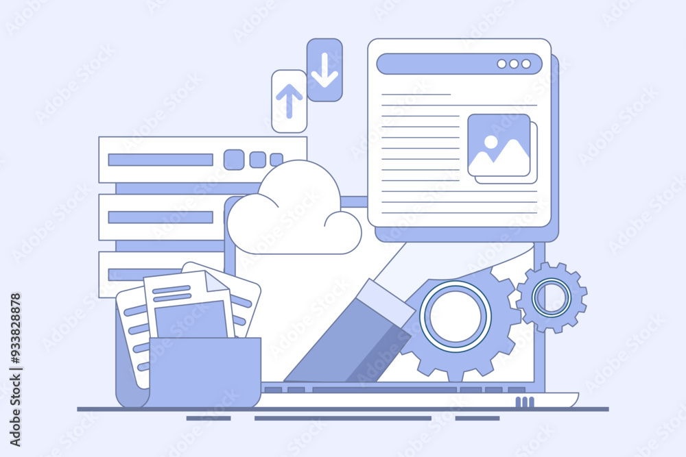 Poster cloud storage concept, cloud technology. data storage on cloud servers. cloud computing concept, onl