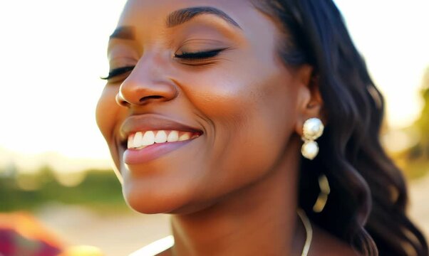 Timelapse Close-Up of Gambian Woman Sunbathing on Colorful Towels