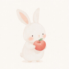 Cute Bunny with Apple.
