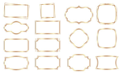 Obraz premium Set of gold-rimmed frames for decoration Retro art background in classic, vintage style.