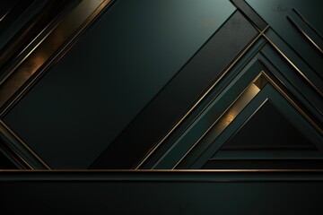 Obraz premium Abstract geometric background with dark green and gold accents.