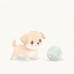 Cute Puppy with Ball.