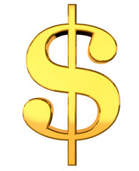 Dollar sign 3d illustration in gold color