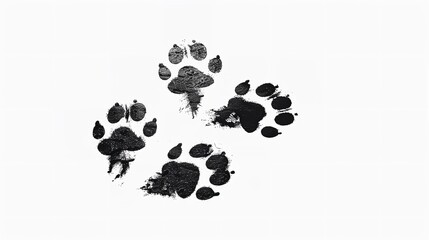 A simple black silhouette of a cat with a trail of paw prints, ideal for pet-related content