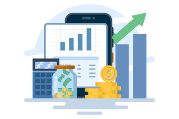 financial empowerment concept. Financial education abstract vector illustration set. Budgeting skills, investment knowledge metaphor. Flat vector illustration on background.