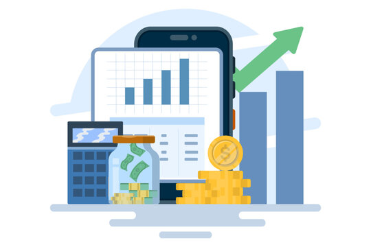 financial empowerment concept. Financial education abstract vector illustration set. Budgeting skills, investment knowledge metaphor. Flat vector illustration on background.
