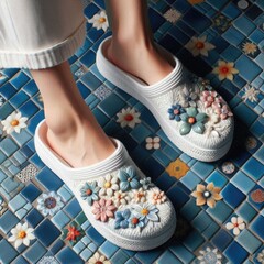 Shoe's,leg, footwear, silhouette, water, man, national, person, rock, walking, boot, knee, entrance, background, dress, stroll, hand, woman, family, stone, female, couple, scenery, Crocs, sabo macro