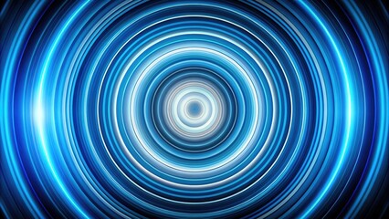 Obraz premium Vibrant blue and white concentric circles on a dark background, creating a mesmerizing and harmonious visual effect with a sense of movement and depth.