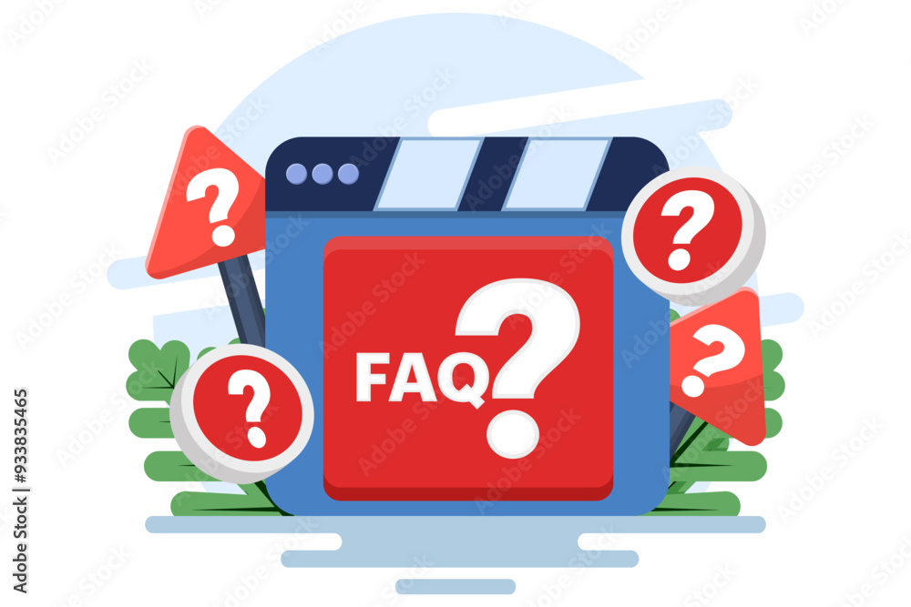 Aufkleber frequently asked questions concept, faq when contacting support. user asking question in support cha