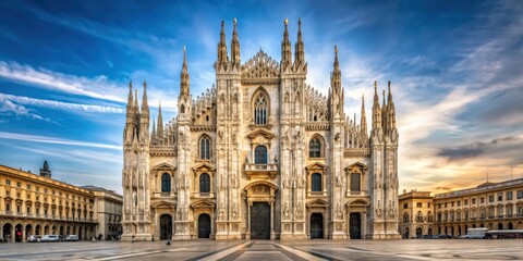 Fototapeta premium Iconic cathedral in Milan, Italy with intricate Gothic architecture and stunning marble facade, Duomo, Milan, Italy