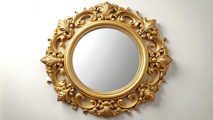 Round mirror in a luxurious gold frame, mirror, round, gold, frame, reflection, interior design, decor, elegant, stylish