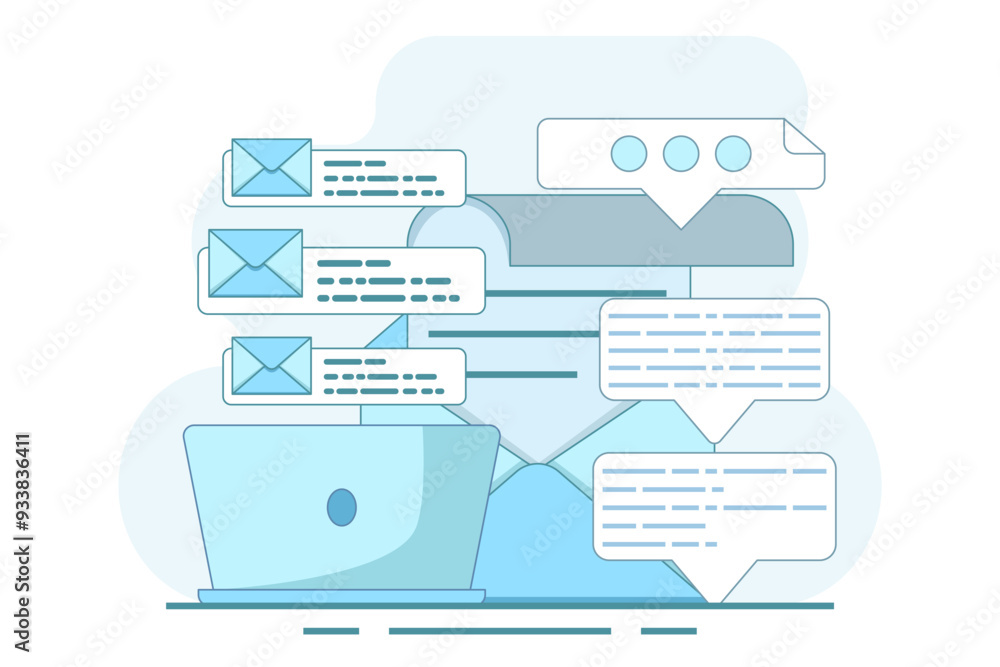 Poster the concept of sending and receiving email messages, social networks, chat. email services with corr