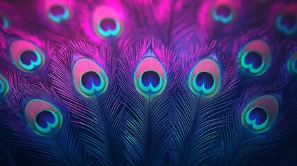 Obraz premium Vibrant peacock feather pattern showcasing iridescent colors and intricate details, perfect for creative and artistic projects.