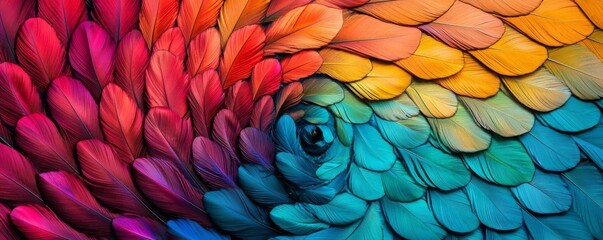 Obraz premium A vibrant swirl of colorful scales, showcasing rich textures and hues, perfect for backgrounds or artistic projects.