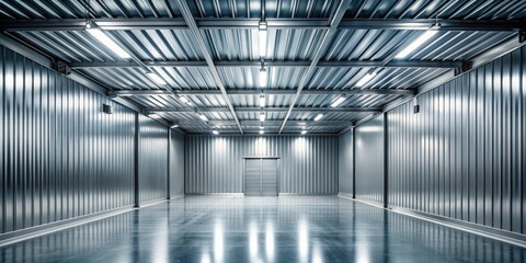 Obraz premium Metal room with industrial design featuring metal walls, floors, and ceiling , steel, industrial, modern