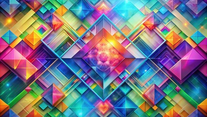 Abstract geometric shapes in a colorful photomontage background, abstract, geometric, shapes, colorful, background