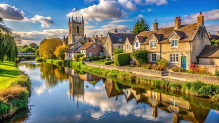 Fototapeta premium Historic town of Cricklade with medieval architecture and river views, Cricklade, Wiltshire, England, historic, town