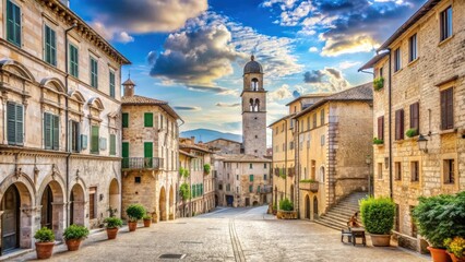 Naklejka premium Charming Italian town of Ascoli Piceno with historic architecture and cobblestone streets, Italy, Ascoli Piceno