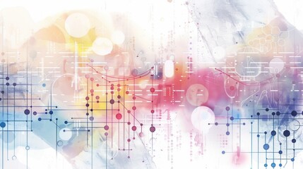 Obraz premium Watercolor Background with Financial Marketing Concepts