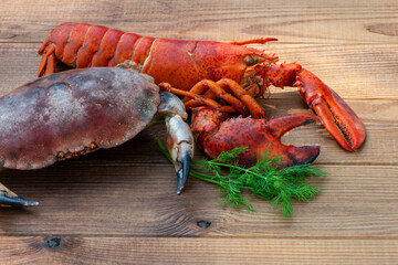 Lobster on wooden Background