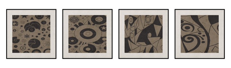 Fashionable illustration in vintage style. Pattern to print for wall decorations. Abstract shapes.
