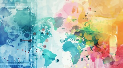 Obraz premium Watercolor Background with Financial Marketing Concepts