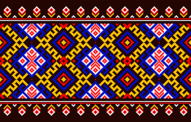  fabric pattern geometric design inspired by traditional ethnic textiles. The design is simple, with a basic motif of shapes.