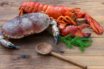 Lobster on wooden Background