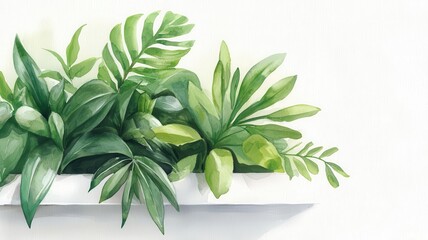 Vertical garden, space efficiency, nurturing urban greenery, watercolor design illustration